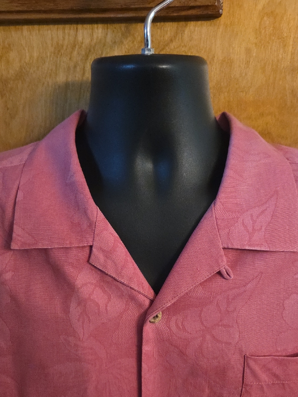 Tommy Bahama Large Dusty Coral 100% Silk Button Down Floral Island Shirt XL - Picture 2 of 9